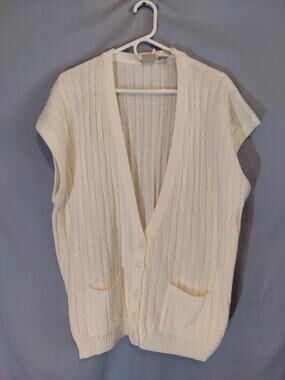 Vintage American Weekend White Short Sleeved Cardigan
